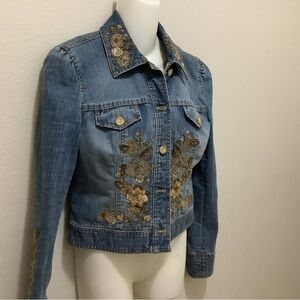 Classiques Entier Blue Jean Jacket with Gold Embroidery